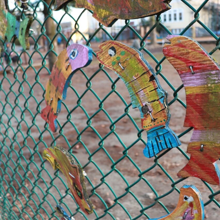 Fish art on a fence